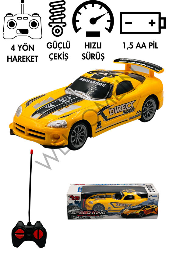 Oyuncak Uzaktan Kumandalı Full Fonksiyon Pilli 1:22 Ölçek Speed King Dodge Viper Model Araba