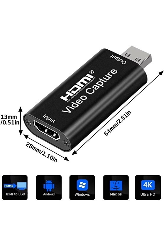 Hdmi Usb Çevirici Aparat Hdmı Video Capture Kart Adaptör