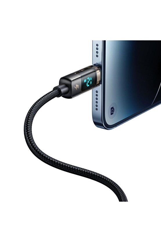 CA-3620 Dijital Ekranlı iPhone İçin Şarj & Data Kablosu 1.2m - Siyah