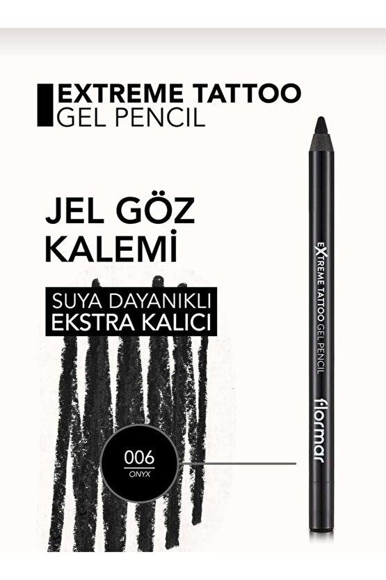 Suya Dayanıklı Jel Göz Kalemi (SİYAH) - Extreme Tattoo Gel Pencil - 006 Onyx