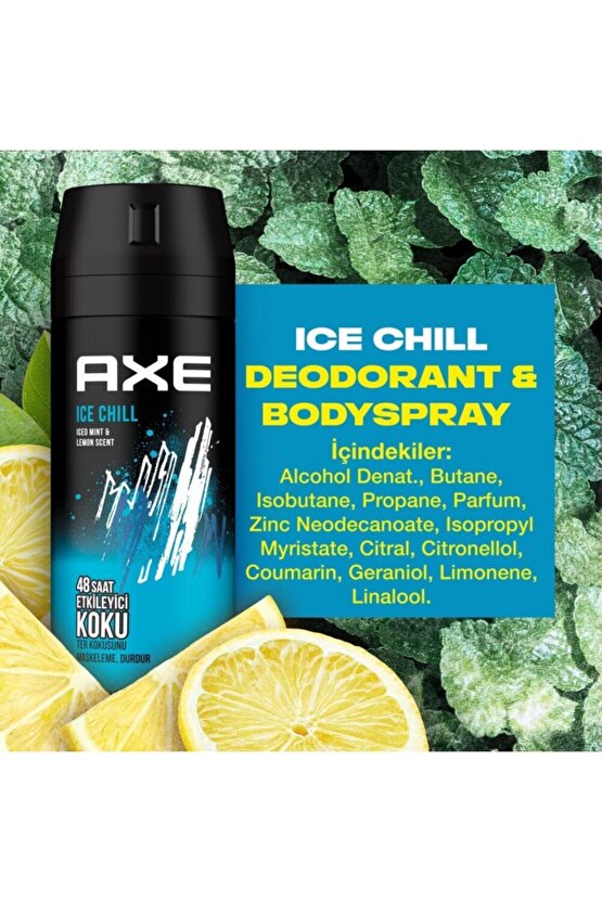 Erkek Deodorant Sprey Ice Chıll Iced Mınt & Lemon Scent 150 Ml 