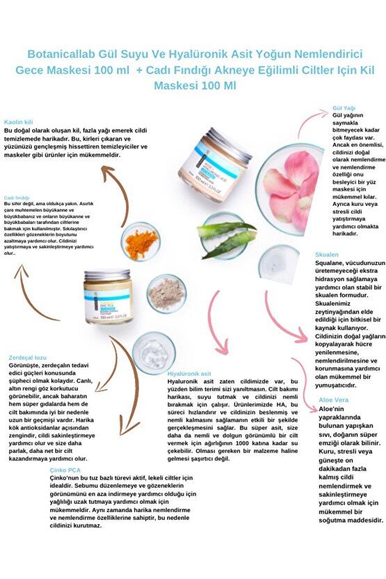 Gül Suyu Ve Hyalüronik Asit Gece Maskesi 100 ml Zerdeçal Kil Maskesi 100 ml