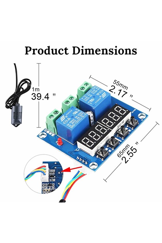 Xh-m452 Dc 12v 10a Dijital Led Çift Çıkış Sıcaklık Ve Nem Kontrol Modülü