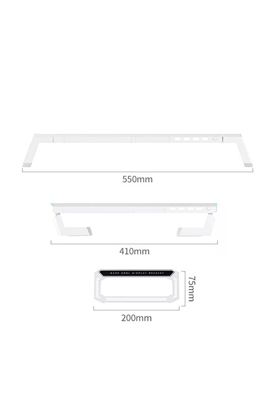 Laptop Sehpası RGB Işıklı Mönitör Standı Ekran Altlığı 4 Usb Hub Telefon Tutuculu