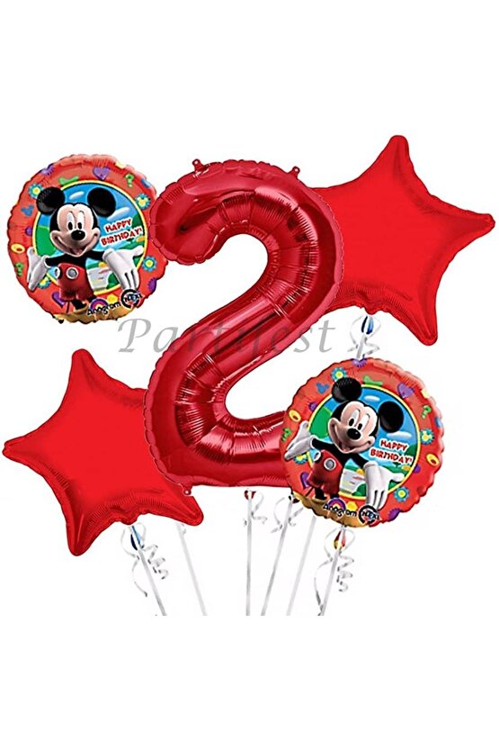 Mickey Mouse 2 Yaş Balon Set Mickey Mouse Folyo Balon Set Konsept Doğum Günü Set Yaş Balon