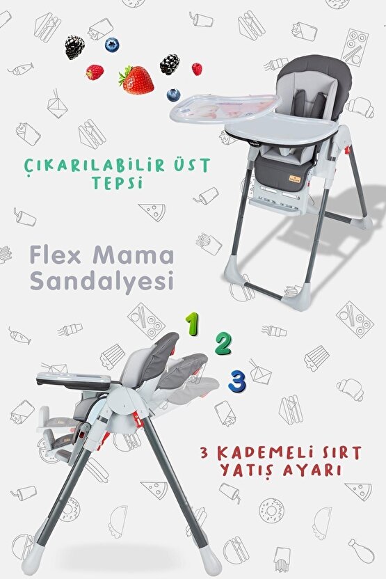 Bc 511 Flex Mama Sandalyesi Gri Asansörlü 6 Kademe