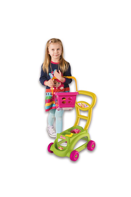 Barbie Oyuncak Sepetli Market Arabası Kız Evcilik Oyun Seti