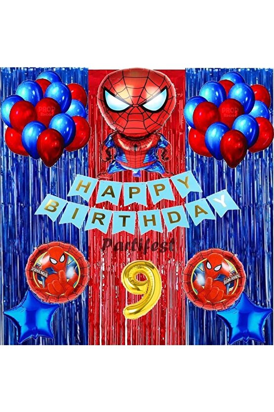 Spiderman Örümcek Adam Balon Set Balon Folyo Set Spiderman Konsept Doğum Günü Set 9 Yaş Balon