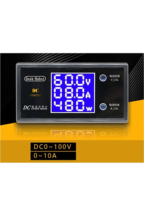 Dc 0-100V 10A Digital Voltmetre Ampermetre ve Wattmetre Deekrobot 0-1000W Mavi LCD