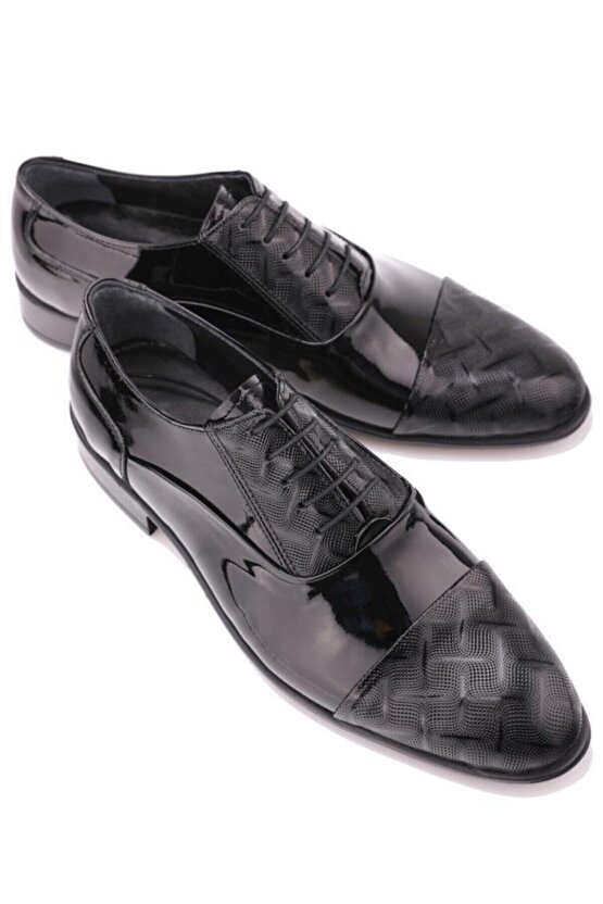 Hakiki Deri Siyah Rugan Erkek Klasik Ayakkabı