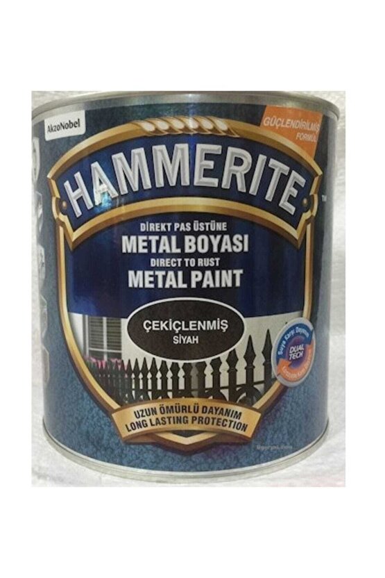 Hammerite Direkt Pas Üstü Çekiçlenmiş Metal Boyası Siyah 0.75 Lt