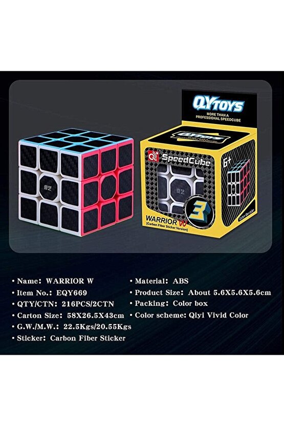 Orijinal Qiyi 3 X 3 Fiber Karbon Küp - Qiyi Fiber Karbon Zeka Küpü - Lisanslı 3 X 3 Zeka Küpü