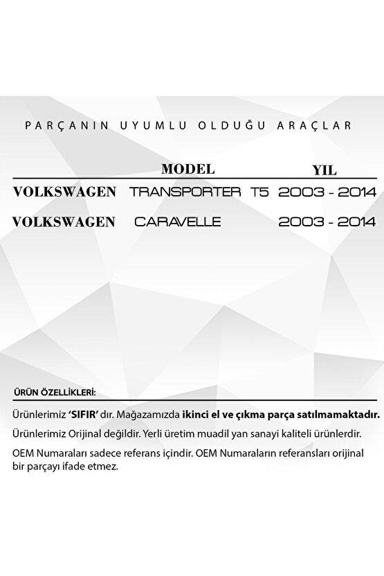 Volkswagen Caravelle (2003-2014) Için Sürgülü Kapı Tamir Seti