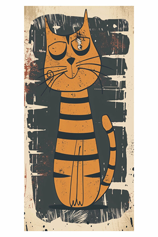 şımarık kedi ev dekorasyon tablo mini retro ahşap poster