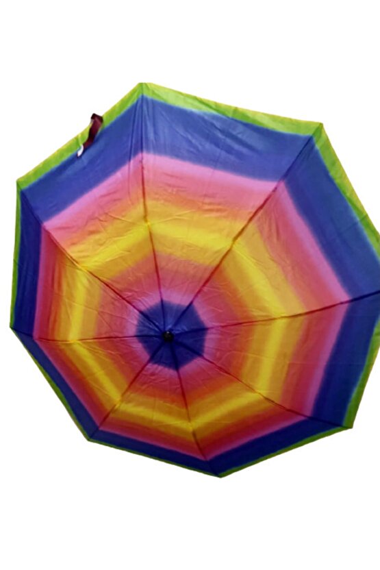 Bayan Şemsiye Gökkuşağı 8 Telli Yarı Otomatik