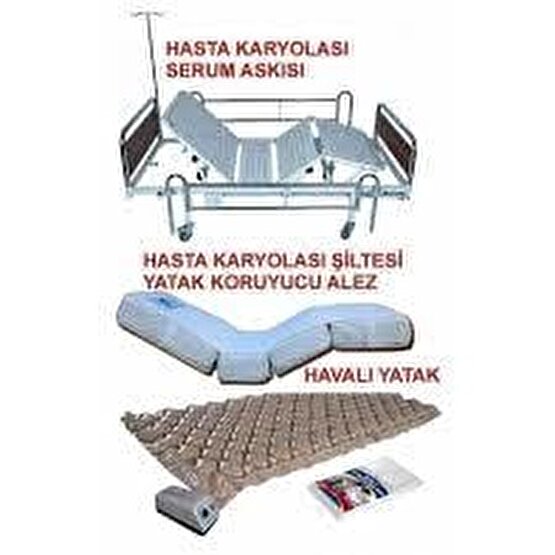 2 Motorlu Hasta Yatağı+Havalı Şişme Yatak+Alez