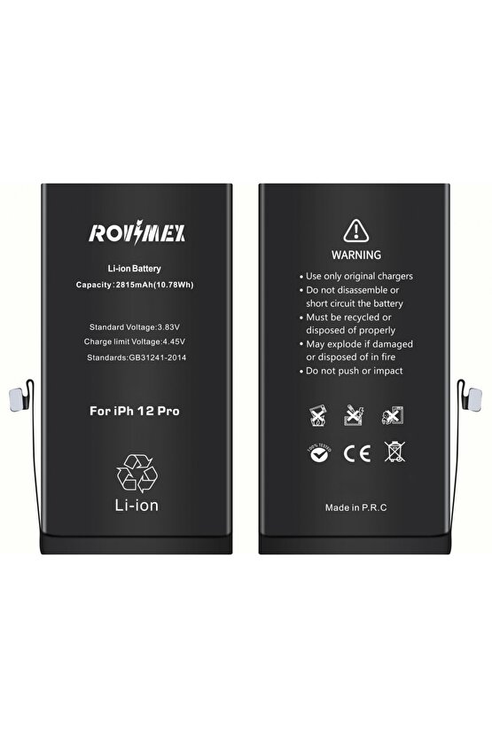 Apple Iphone 12 Pro Rovimex Yüksek Kapasite Batarya Pil