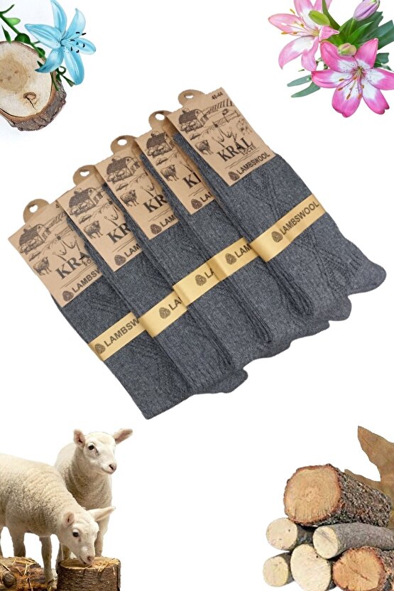 Erkek Kışlık Termal Etkili (5Lİ PAKET) Lambswool Kuzu Yün Çorap