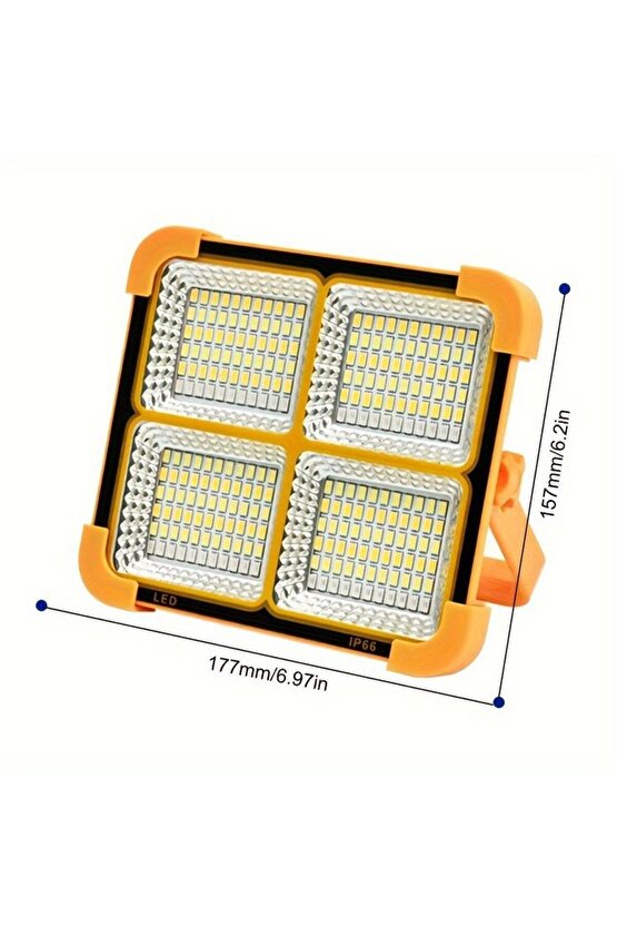 200 Watt Güneş Enerjili, Dört Işık Modlu, Telefon Şarz Eder, Kamp, Bekçi, Balıkçı Feneri Solar Fener