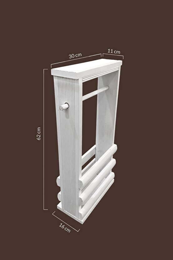 Ahşap Tuvalet Kağıtlığı  Dergilik  Kitaplık  Gazetelik Beyaz