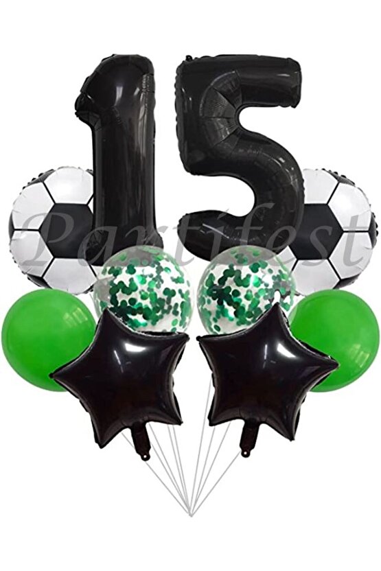 Futbol Konsept 15 Yaş Balon Set Maç Konsept Doğum Günü Set Yaş Balon Set