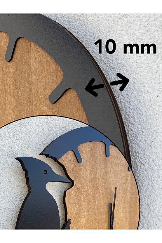 Dekoratif Ağaçkakan Duvar Saati 50x50