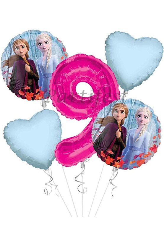 Frozen 9 Yaş Balon Set Elsa Balon Folyo Balon Set Konsept Karlar Ülkesi Doğum Günü Set Yaş Balon