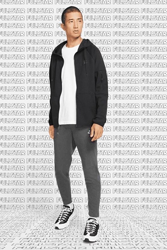 Sportswear Fleece Full Zip Hoodie Kapüşonlu Unisex Sweatshirt Siyah