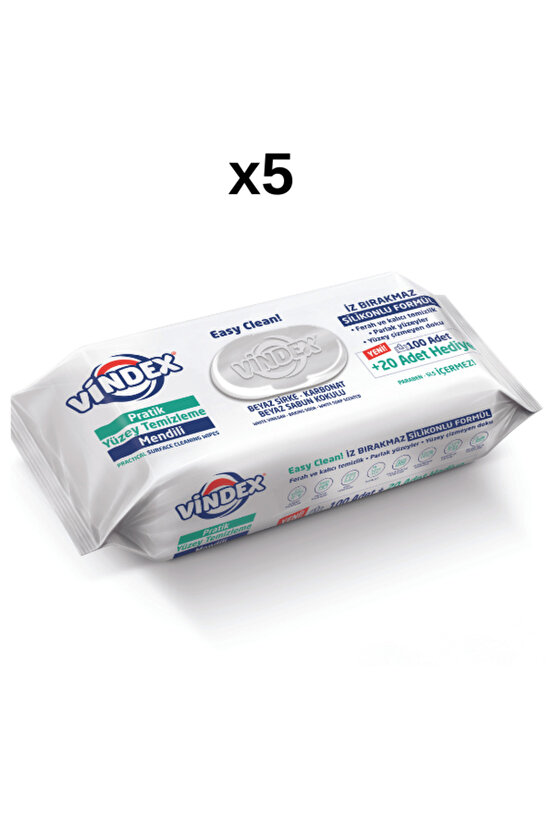 Vindex Easy Clean Pratik Yüzey Temizleme Mendili - Havlusu Beyaz Sabun Kokulu 120x5 600 Adet