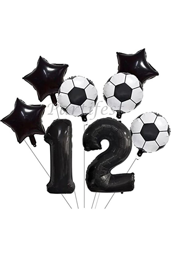 Futbol Konsept 12 Yaş Balon Set Maç Konsept Doğum Günü Set Yaş Balon Set