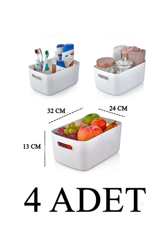 4 ADET 9.5 Lt Dolap Içi, Buzdolabı Düzenleyici, Banyo Organizer Sepet