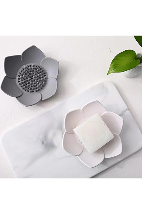 Elastik Lotus Kaydırmaz Katı Sabunluk Ve Süngerlik Silikon Banyo Düzenleyici