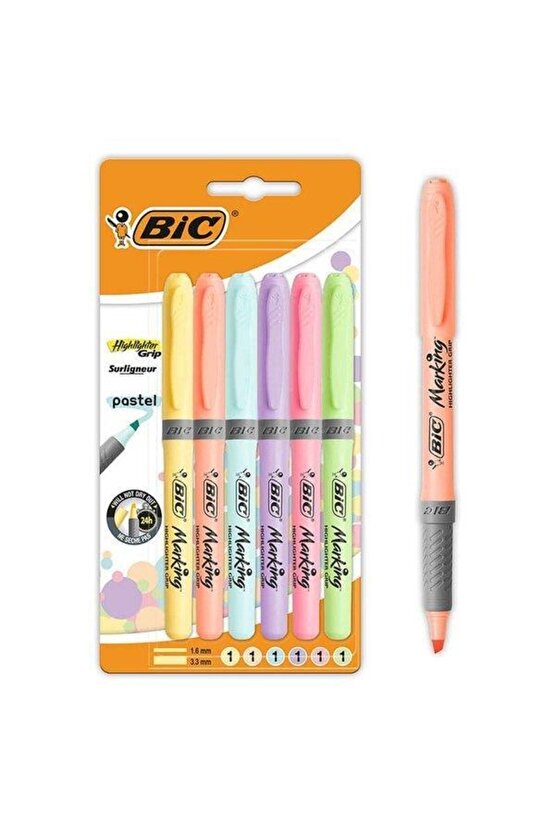 Marking Highlighter Grip Pastel 6lı