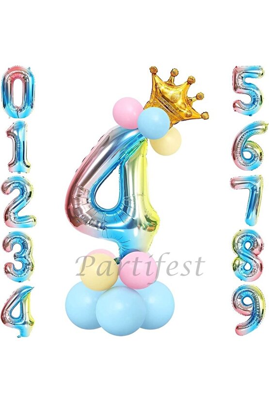 Unicorn Konsept 4 Yaş Rakam Balon Karşılama Seti Doğum Günü Parti Seti