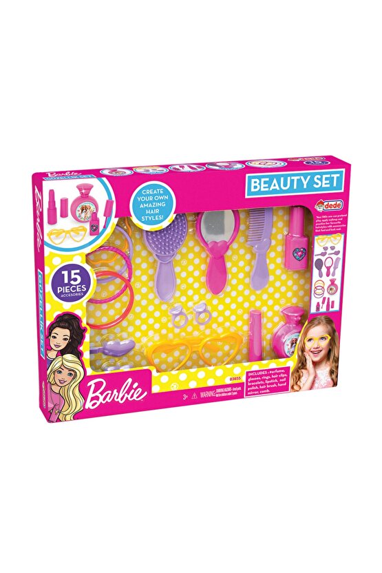 Barbie Kutulu Güzellik Seti - Kuaför Seti - Makyaj Seti - Güzellik Seti