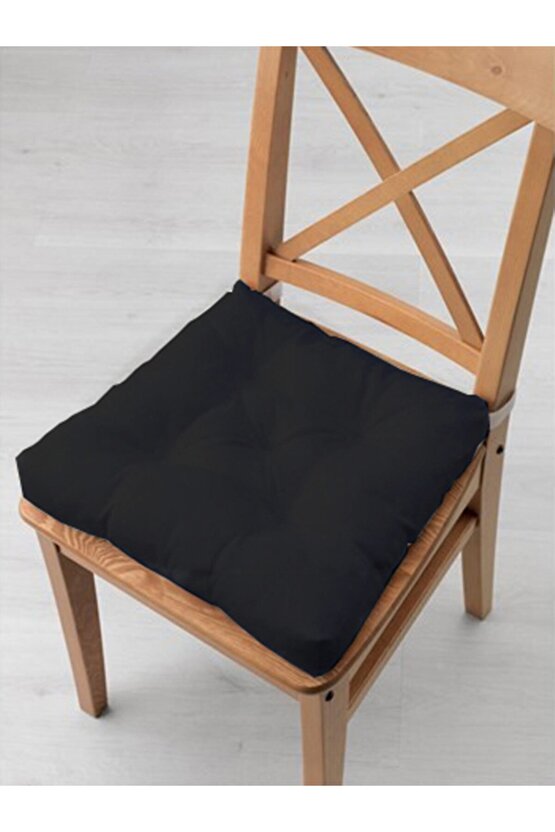 Siyah-Haki Kombin Pofidik Kare Sandalye Minderi  4lü  40 x 40 cm