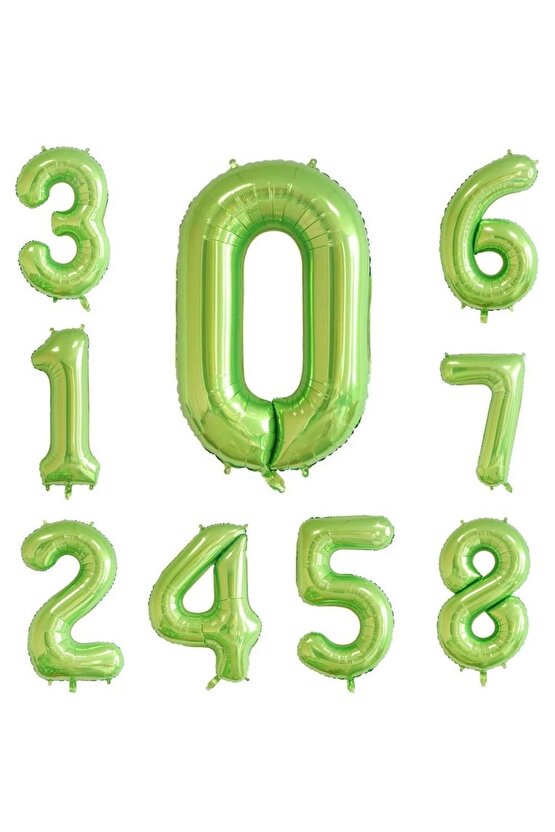 1 Yaş Yeşil Renk Rakam Folyo Balon 1 Bir Rakam Yeşil Renk Helyum Uçan Folyo Balon 100 Cm Rakam Balon