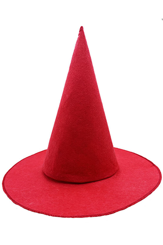 Himarry Himarry Kırmızı Renk Keçe Cadı Şapkası Yetişkin Çocuk Uyumlu 35x38 Cm