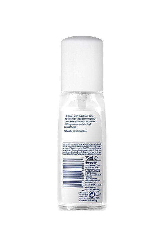 Kadın Pump Sprey Deodorant Fresh Natural 75ml, 48 Saat Anti-perspirant Koruma