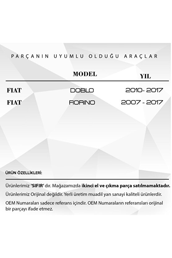 Fiat Doblo Fiorino Için Bagaj Kilit Tamir Dişlisi