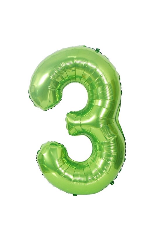 3 Yaş Yeşil Renk Rakam Folyo Balon 3 Üç Rakam Yeşil Renk Helyum Uçan Folyo Balon 100 Cm Rakam Balon