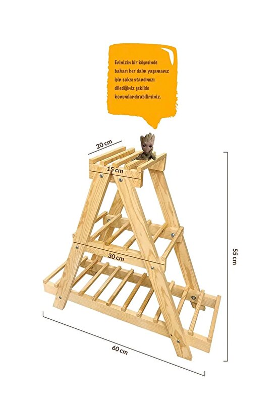 Ahşap Çiçeklik Saksı Standı