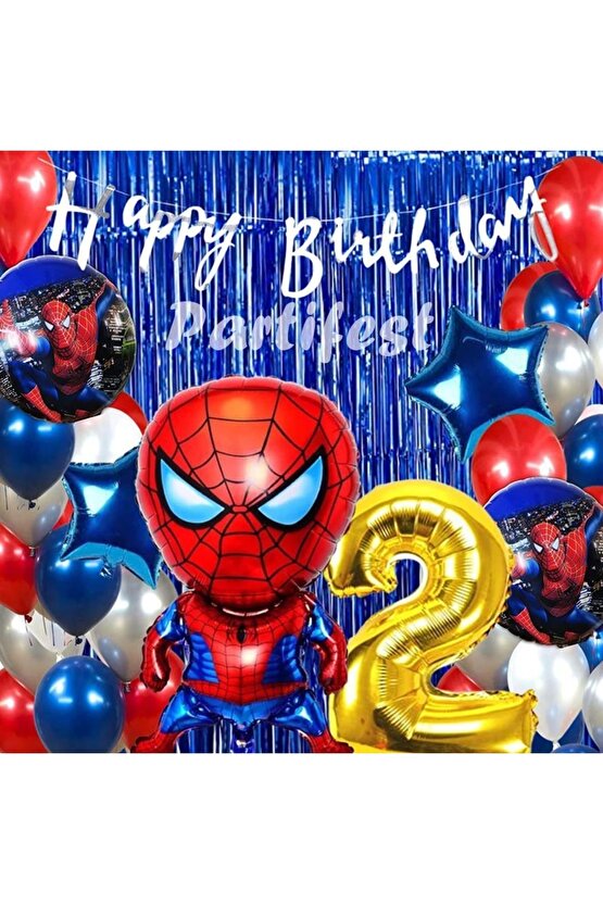 Spiderman Örümcek Adam Balon Set Balon Folyo Set Spiderman Konsept Doğum Günü Set 2 Yaş Balon