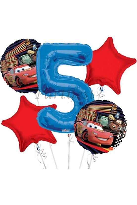 Arabalar Şimşek Mcqueen 5 Yaş Balon Set Cars Folyo Balon Set Konsept Doğum Günü Set Yaş Balon