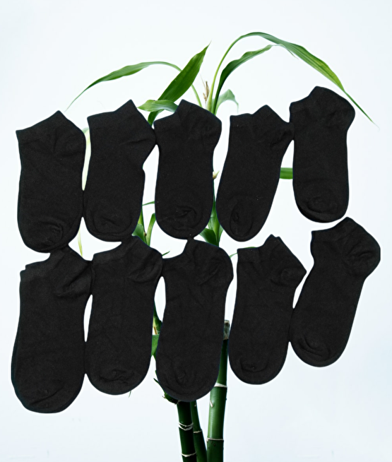 Erkek 10lu Set Dikişsiz Bambu Siyah Patik Çorap Kutusu