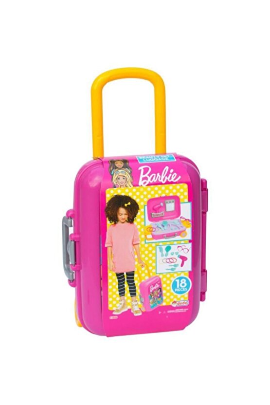 Kız Çocuk Barbie Oyuncak Güzellik Set Bavulum ve Çilek Makyaj Seti  Oyuncak