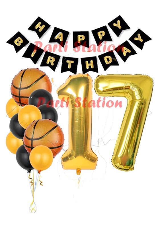 Basketbol Konsept 17 Yaş Balon Set Basketbol Tema Doğum Günü Balon Seti