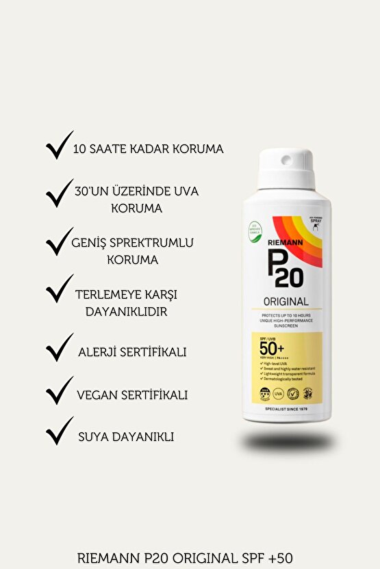 P20 Original 200ml SPF 50 UVA & UVB Koruyucu Güneş Kremi Sprey