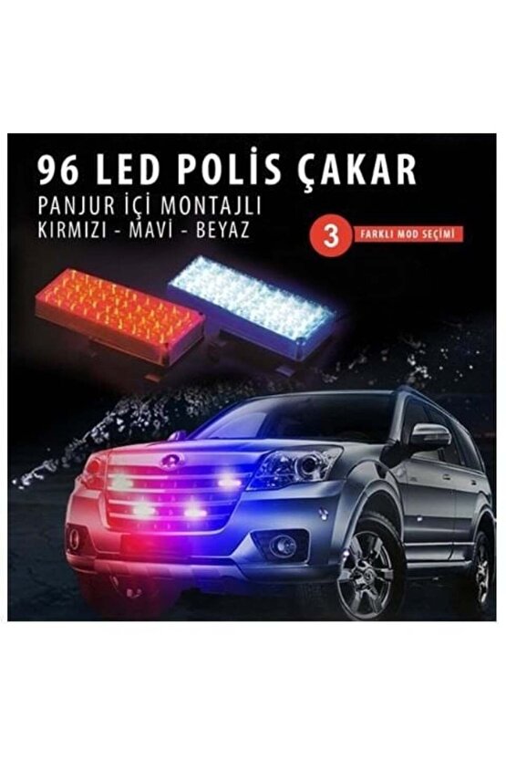 Çakar 96 Ledli Sefaf Cam Kırmızı-mavi