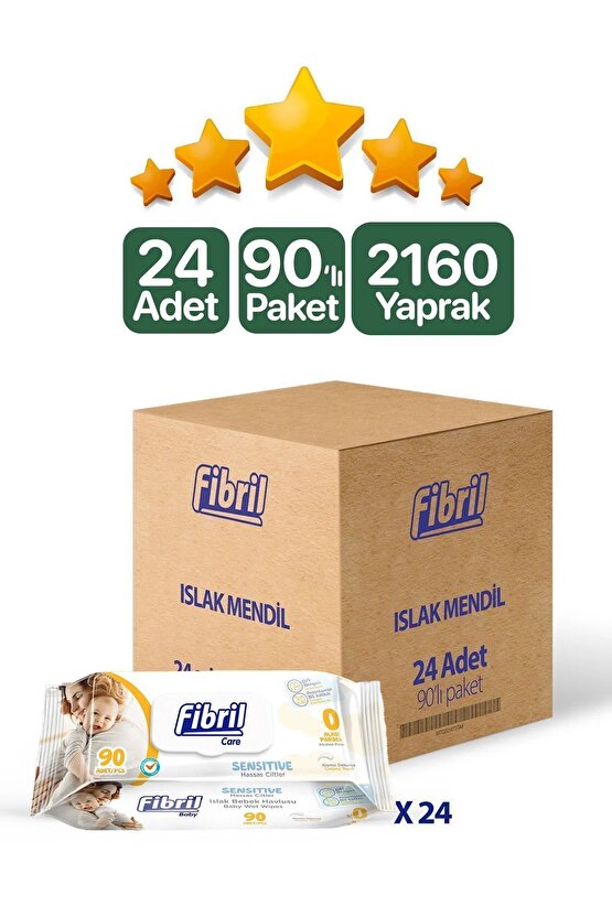 Baby Sensitive Islak Mendil Hassas Ciltler Için Provitamin B5 Katkılı 90 Yaprak 24lü Paket